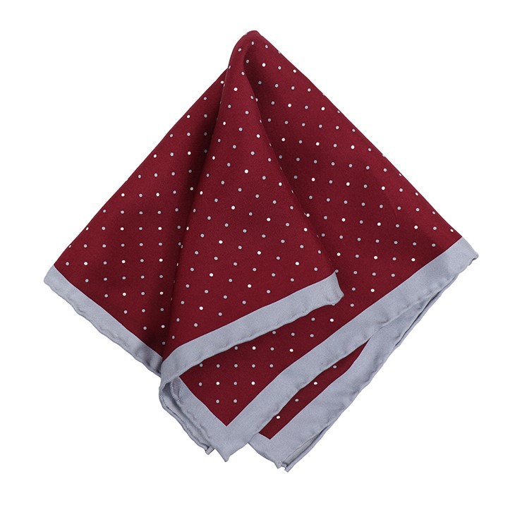 Burgundy Polka Dot Pocket Square